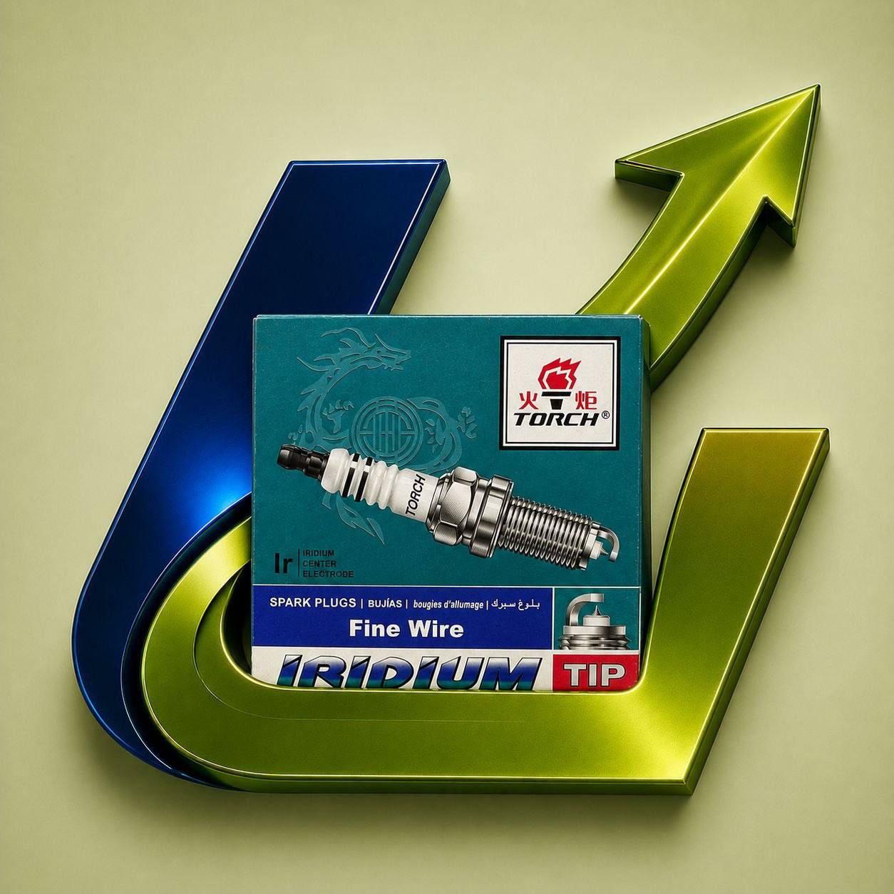 شمع خودرو تورچ  ایریدیوم ( TORCK IRIDIUM _ K7RTI ) بسته سبز رنگ پایه کوتاه